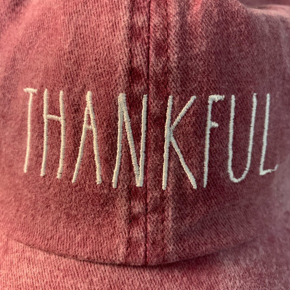 Rae Dunn “THANKFUL” LL Washed Burgundy Ball Hat - Picture 2 of 10